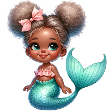 recommend clip art: Cute African mermaid 