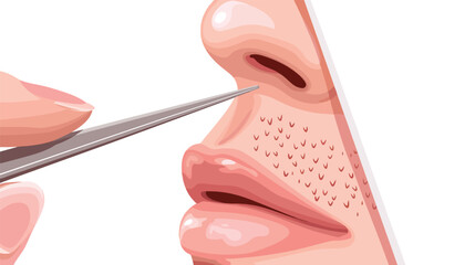 Example of hair removal from skin with tweezers 2d