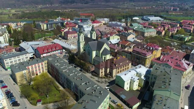 Panorama Of The Town Hall Hill Sanok Ratusz Aerial View Poland