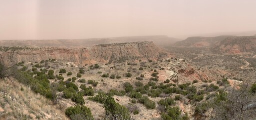 Panoramic View of the Palo Dura Canyon During a Dust Storm