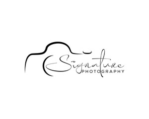 Hand drawn signature photography logo Font Calligraphy Logotype Script Font Type Font lettering handwritten with camera icon design