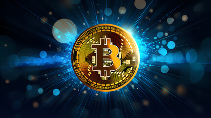 Bitcoin on stock market chart background, cryptocurrency concept