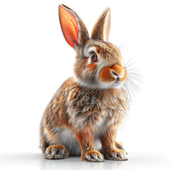 A highly detailed digital illustration of a realistic rabbit on a white background.