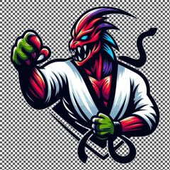 Fototapeta na wymiar monster fighter character suitable for T Shirt Design editable design available in PNG