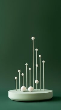 Clay model of a scatter chart, isolated on a solid green, frontal angle, even lighting