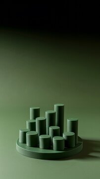 Clay model of a scatter chart, isolated on a solid green, frontal angle, even lighting