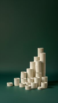 Clay model of a scatter chart, isolated on a solid green, frontal angle, even lighting