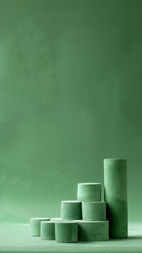Clay model of a scatter chart, isolated on a solid green, frontal angle, even lighting