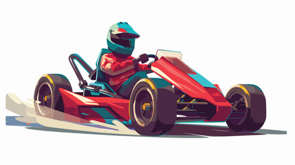Go kart. Kart racing 2d flat cartoon vactor illustr - obrazy, fototapety, plakaty