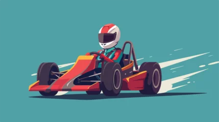 Foto op Canvas Go kart. Kart racing 2d flat cartoon vactor illustr © iclute