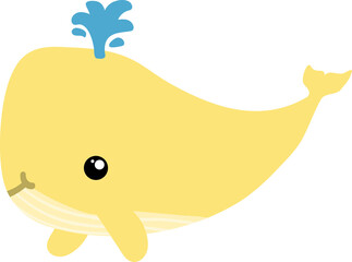 cute whale cartoon, sea animal