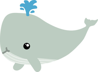 cute whale cartoon, sea animal