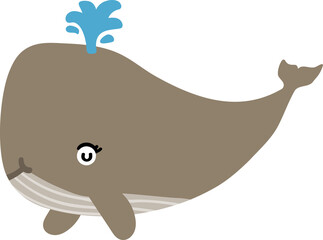 cute whale cartoon, sea animal