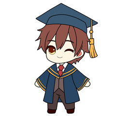 cute cartoon boy wearing a graduation toga outfit