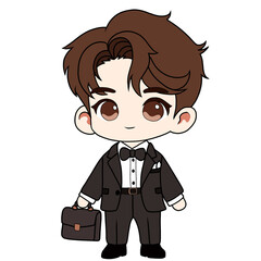 cute chibi cartoon of a professional man
