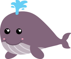 cute whale cartoon, sea animal
