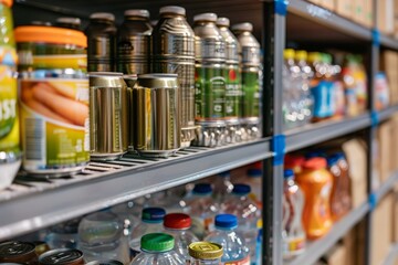 Shelves with jars and bottles in a cellar