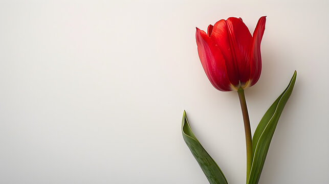 World Parkinson's Disease Day card with red tulip flower on white background, concept of parkinson's disease day
