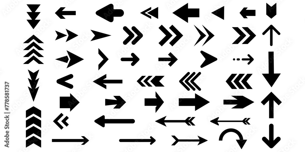 Poster Set of arrows. Vector set of various black arrows.