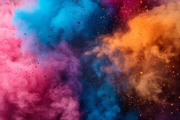 Colorful abstract background mimicking Holi festival paints with blue and pink splashes