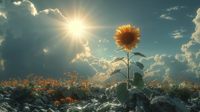 Capturing a sunflower's quest for sunlight in a business environment underscores the essence of steering towards growth and enlightenment.