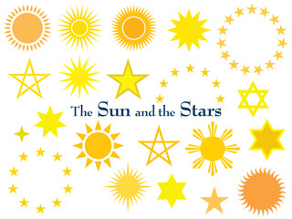 太陽と星のアイコンセット