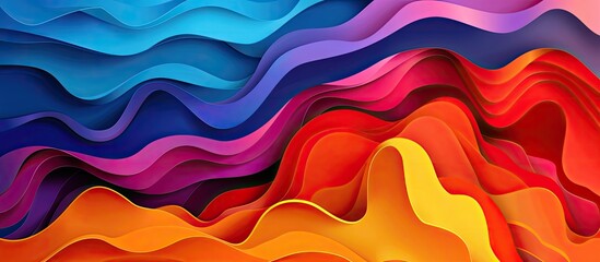 A closeup of a vibrant, colorful wave pattern painted in shades of purple and magenta on a blue background, resembling a natural geological phenomenon - obrazy, fototapety, plakaty