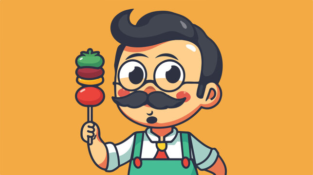 Illustration of funny cartoon georgian with mustach