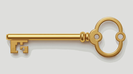 Illustration of gold key. Isolated on white 2d flat