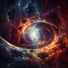 Parallel universes merging in a cosmic explosion.