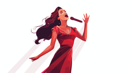 Illustration of young beautiful opera singer perfor