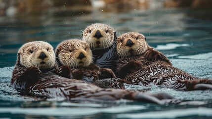 Sunlit Waters Home to Otters: A Serene Display of Marine Wildlife Amidst Kelp