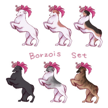 Cute borzoi set