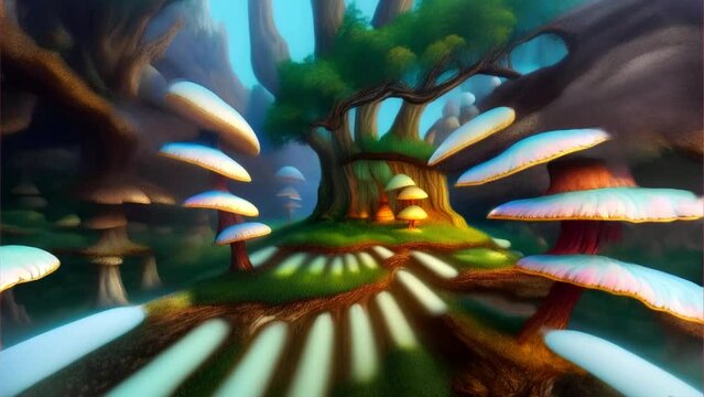 A trippy Jungle tunnel looping Animation
