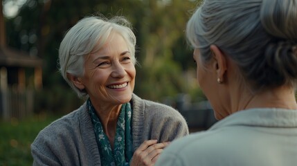 Cheerful Woman Elders Happy Smiling Together Enjoying Life. Love retirement bonding concept