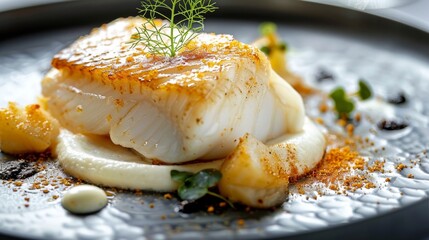 Gourmet flounder creation served in an elegant setting