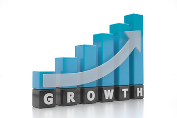 Business Graph Bar in studio 3d rendering	