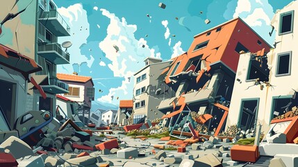 Naklejka premium scene of an earthquake happening
