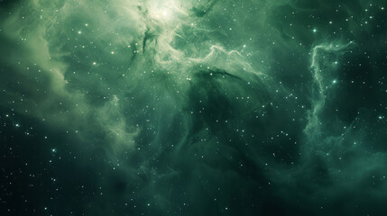 A high-resolution image showcasing a vibrant, mystical green nebula, perfect as a banner with blank space for creative projects or informative content