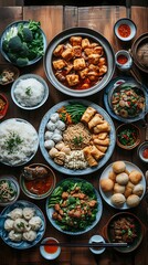 Yuxiang, Delicious food style, Horizontal top view from above