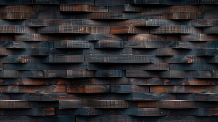 Dark wooden texture. Rustic three-dimensional wood texture. Wood background. Modern wooden facing background Generative AI
