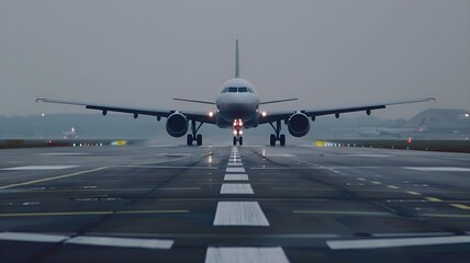 Obraz premium airplane landing at airport , import services and foreign services