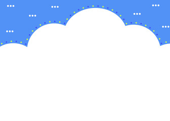夏イメージのポップなフレーム、青空と雲の背景フレーム