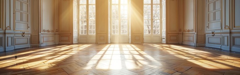 Room with a Window and Wooden Floor in a Light-Filled Interior