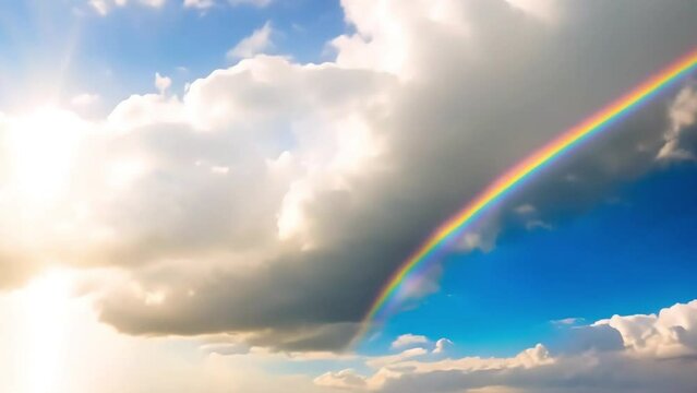beautiful rainbow view above the sky 4k footage