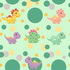 Cute cartoon pattern with dinosaur characters