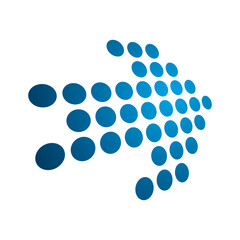 Arrow logo design in trendy flat dot style isolated