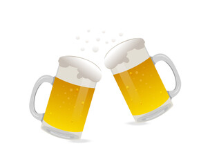 Vector illustration of a glass of fresh lager beer in a beer glass on a white background.