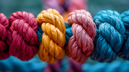 Team rope diverse strength connect partnership together teamwork unity communicate support.