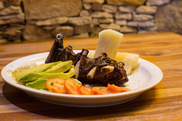 Venezuelan meat rib with salad